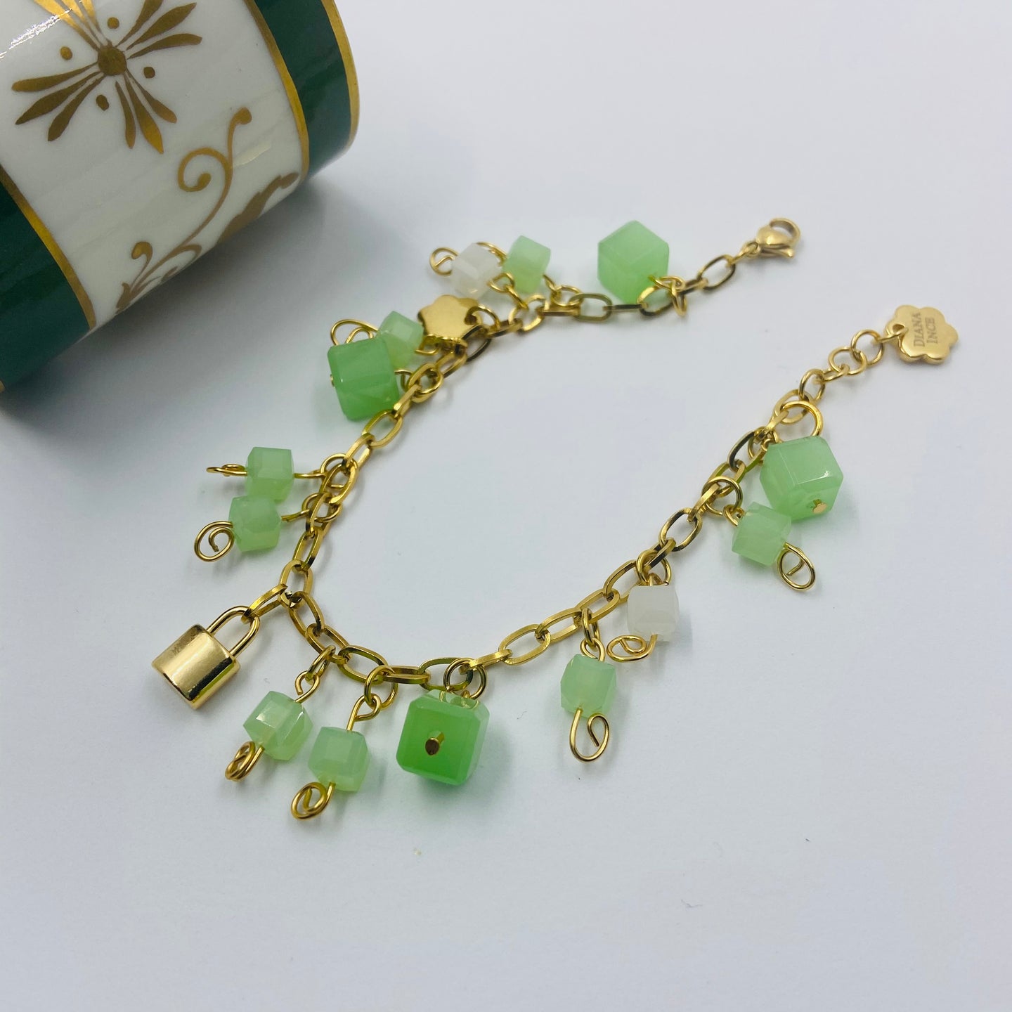 Ice Green Bead Lock Bracelet