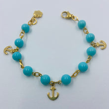 Load image into Gallery viewer, Navy Design Glass Beads Tri-Anchor Bracelet
