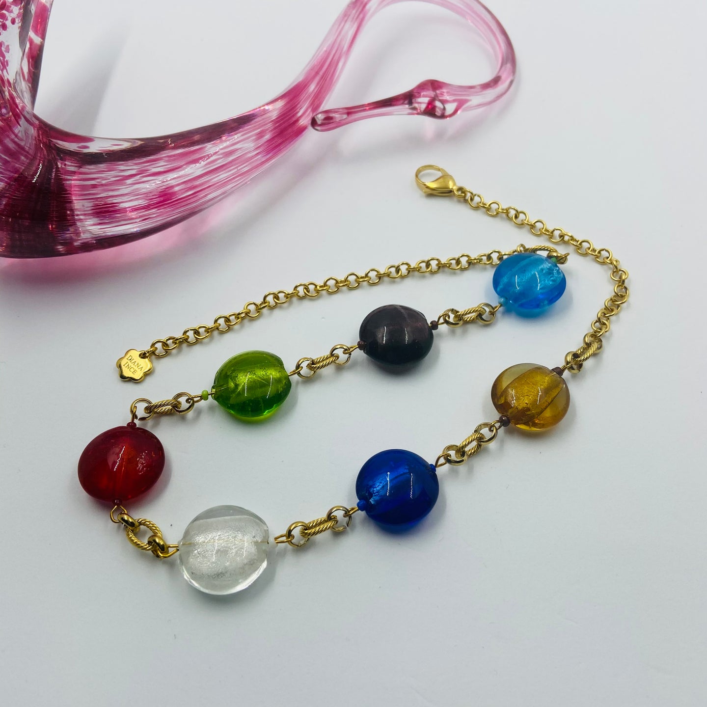 Multi Color Large Round Murano Beads Necklace