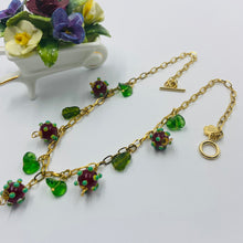 Load image into Gallery viewer, Red-Green Dot Lampwork Bead Necklace
