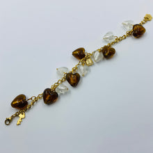 Load image into Gallery viewer, Amber Brown and White Murano  Key-Lock Charm Bracelet
