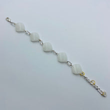 Load image into Gallery viewer, White Diagonal Glass Bead Bracelet
