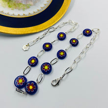 Load image into Gallery viewer, Dark Blue-Red-Yellow Italian Millefiori Beads Necklace
