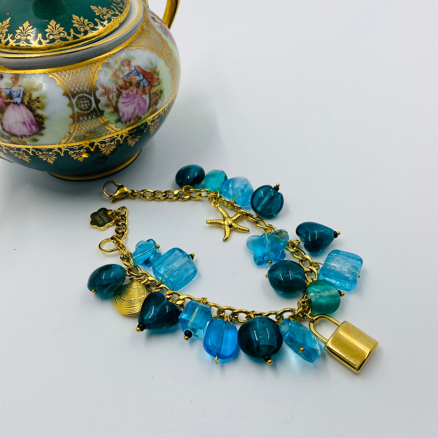 Deep Marine Blue Murano Beads Rich Bracelet