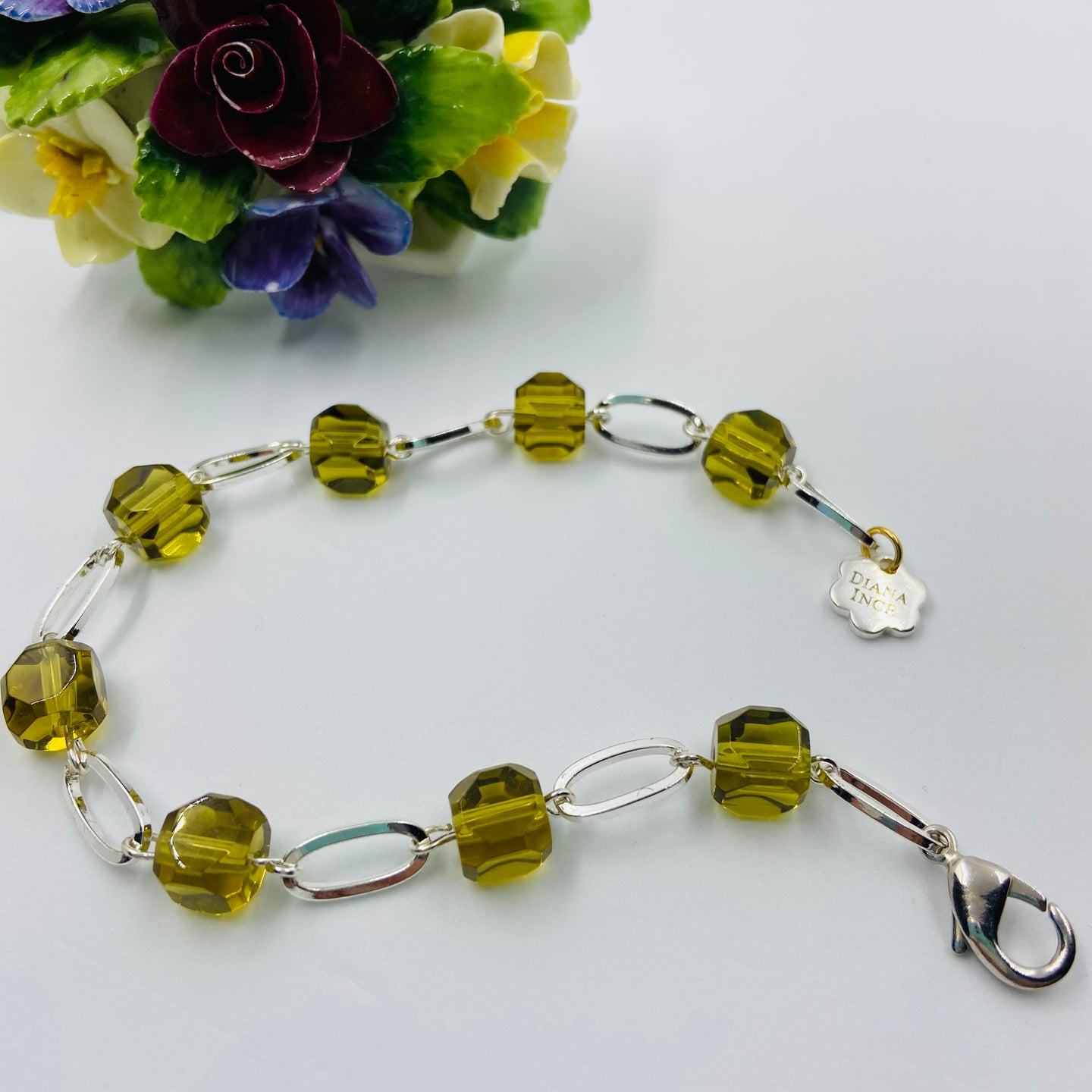 Olive Czech Glass Bead Bracelet