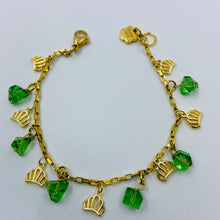 Load image into Gallery viewer, Water Green Crown Charm Gold Plated Bracelet
