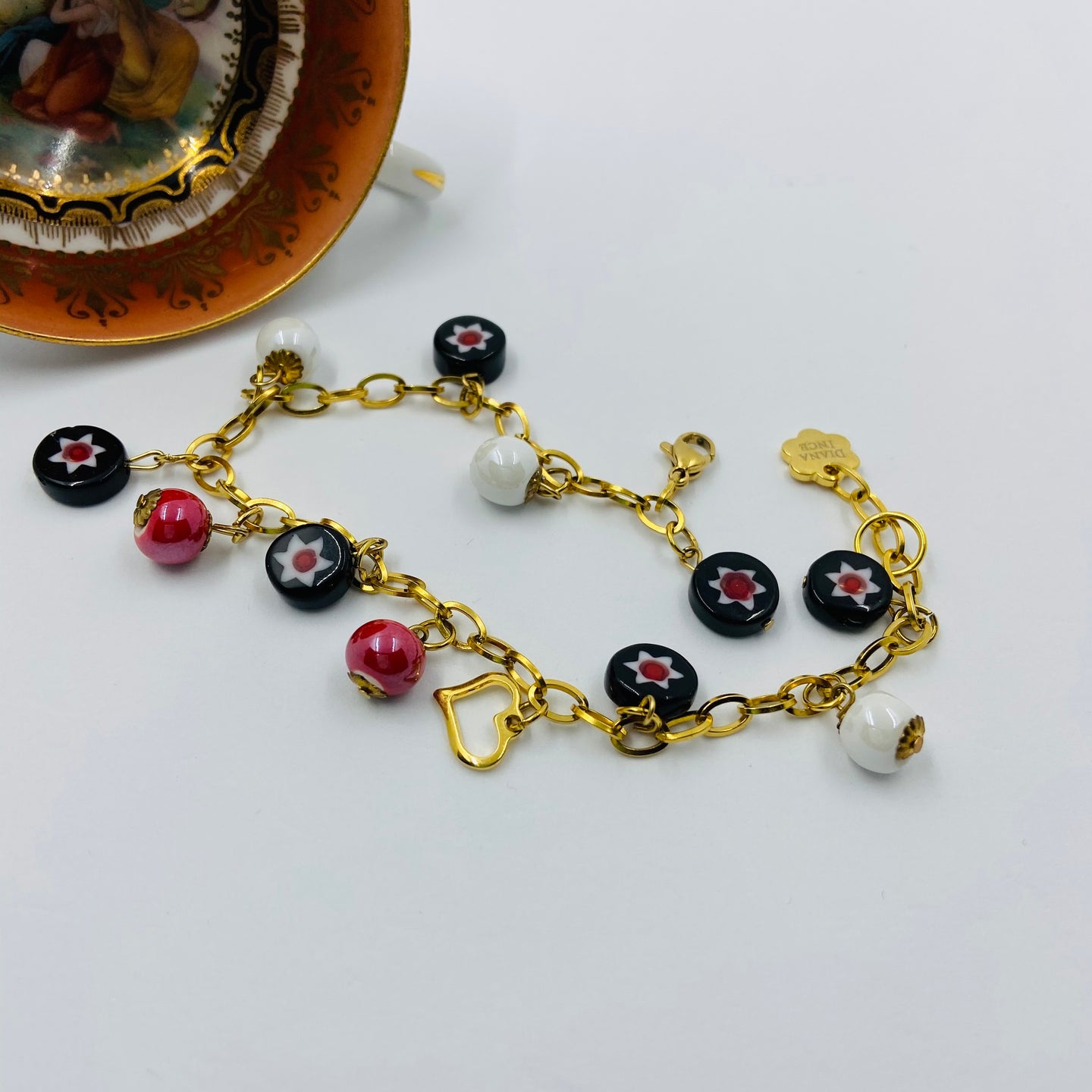 Millefiori Cerise Porcelain Bracelet