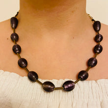 Load image into Gallery viewer, Sangria Color Golden Tube Murano Beads Necklace
