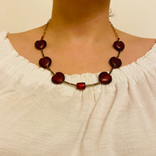 Load image into Gallery viewer, Ruby Colour Heart Shaped Murano Beads Necklace
