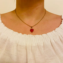 Load image into Gallery viewer, Hand Made Red Heart on Gold Plated Chain Necklace
