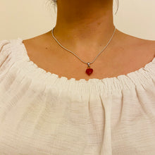 Load image into Gallery viewer, Hand Made Red Heart on Silver Plated Chain Necklace
