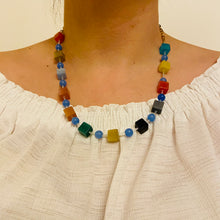 Load image into Gallery viewer, Mixed Pastel Colours Beads Blue Balls Necklace
