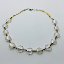 Load image into Gallery viewer, White Murano Golden Tube Necklace
