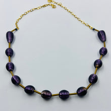 Load image into Gallery viewer, Sangria Color Golden Tube Murano Beads Necklace
