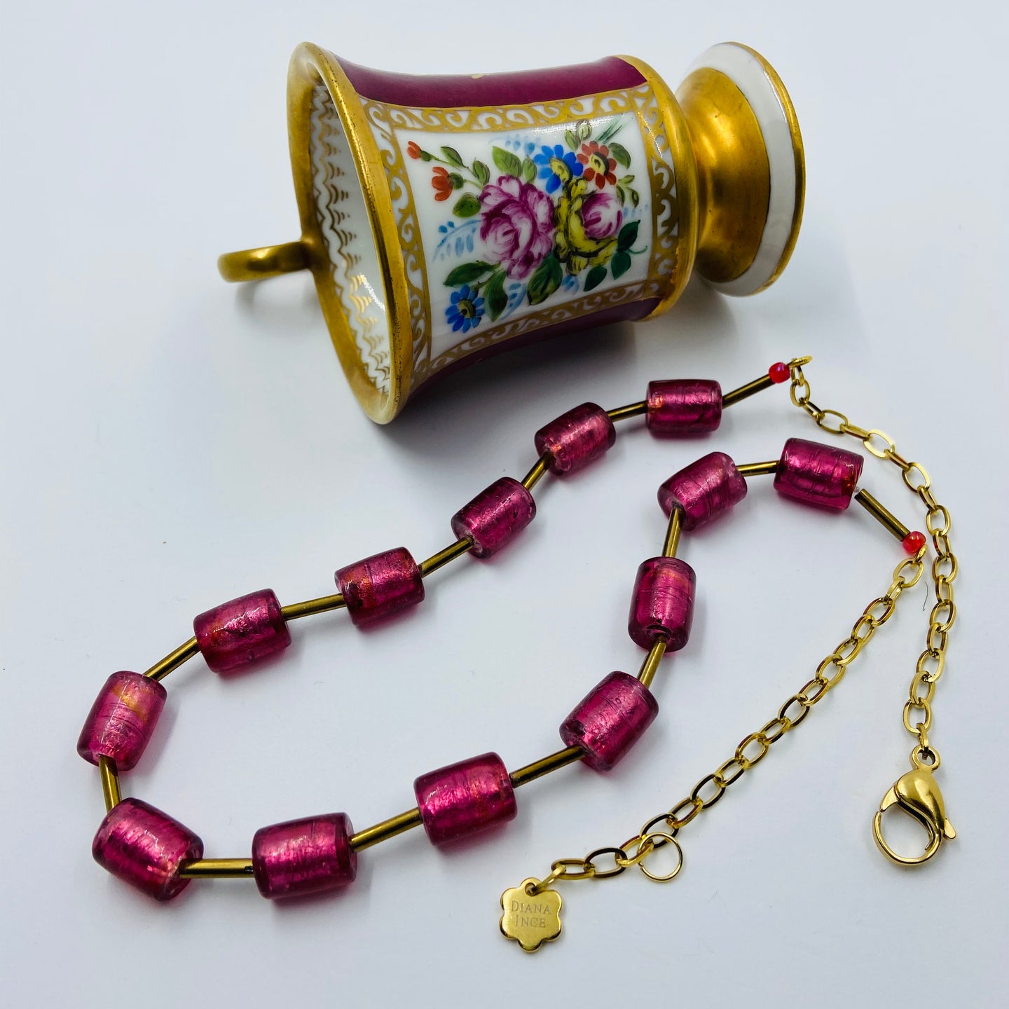 Fuschia Red Murano Beads Necklace