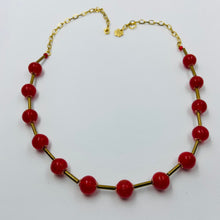 Load image into Gallery viewer, Shiny Red Murano Gold Tubes Beads Necklace
