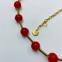 Load image into Gallery viewer, Shiny Red Murano Gold Tubes Beads Necklace
