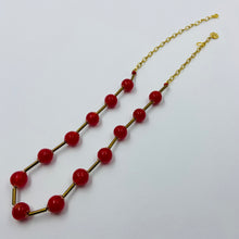 Load image into Gallery viewer, Shiny Red Murano Gold Tubes Beads Necklace
