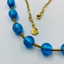 Load image into Gallery viewer, Deep Blue Golden Tube Murano Beads Necklace
