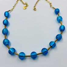 Load image into Gallery viewer, Deep Blue Golden Tube Murano Beads Necklace
