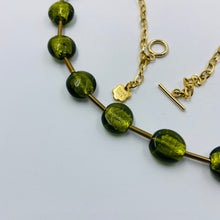 Load image into Gallery viewer, Moss Green Murano Golden Tube Necklace
