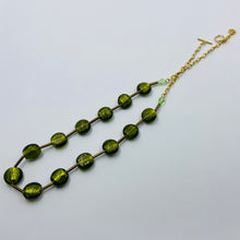 Load image into Gallery viewer, Moss Green Murano Golden Tube Necklace
