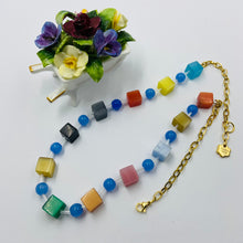 Load image into Gallery viewer, Mixed Pastel Colours Beads Blue Balls Necklace
