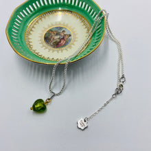 Load image into Gallery viewer, Hand Made Murano Green Heart on Silver Plated Chain Necklace
