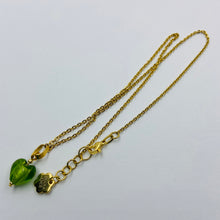 Load image into Gallery viewer, Hand Made Murano Green Heart on Gold Plated Chain Necklace
