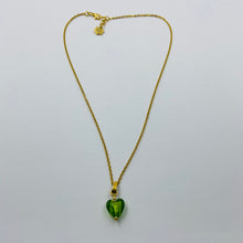 Load image into Gallery viewer, Hand Made Murano Green Heart on Gold Plated Chain Necklace
