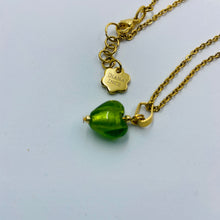 Load image into Gallery viewer, Hand Made Murano Green Heart on Gold Plated Chain Necklace
