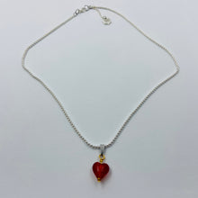 Load image into Gallery viewer, Hand Made Red Heart on Silver Plated Chain Necklace
