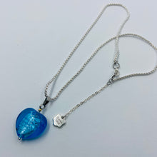 Load image into Gallery viewer, Hand Made Blue Heart on Silver Plated Chain Necklace
