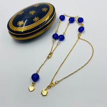 Load image into Gallery viewer, Seven Deep Blue Murano Beads 18K Gold Plated Necklace
