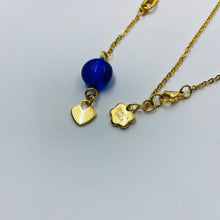 Load image into Gallery viewer, Seven Deep Blue Murano Beads 18K Gold Plated Necklace
