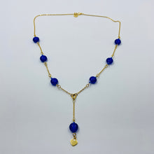 Load image into Gallery viewer, Seven Deep Blue Murano Beads 18K Gold Plated Necklace
