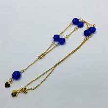 Load image into Gallery viewer, Seven Deep Blue Murano Beads 18K Gold Plated Necklace
