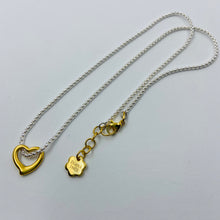 Load image into Gallery viewer, 18K Gold Plated Heart on Shiny Silver Plated Chain Necklace
