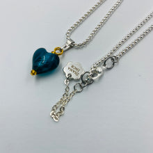 Load image into Gallery viewer, Hand Made Murano Blacksea Colour Heart on Silver Plated Chain Necklace
