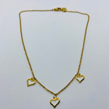 Load image into Gallery viewer, Three Gold Plated Heart Necklace
