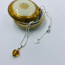 Load image into Gallery viewer, Hand Made Murano Amber Colour Heart on Silver Plated Chain Necklace
