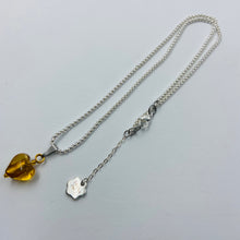 Load image into Gallery viewer, Hand Made Murano Amber Colour Heart on Silver Plated Chain Necklace
