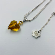 Load image into Gallery viewer, Hand Made Murano Amber Colour Heart on Silver Plated Chain Necklace
