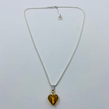 Load image into Gallery viewer, Hand Made Murano Amber Colour Heart on Silver Plated Chain Necklace
