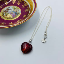 Load image into Gallery viewer, Fuchsia Coloured Hand Made Murano Bead on Thin Silver Plated Chain Necklace
