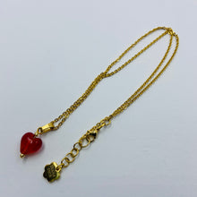 Load image into Gallery viewer, Hand Made Red Heart on Gold Plated Chain Necklace
