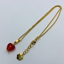 Load image into Gallery viewer, Hand Made Red Heart on Gold Plated Chain Necklace
