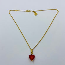 Load image into Gallery viewer, Hand Made Red Heart on Gold Plated Chain Necklace
