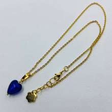 Load image into Gallery viewer, Hand Made Caspian Blue Heart on Gold Plated Chain Necklace
