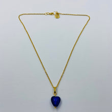 Load image into Gallery viewer, Hand Made Caspian Blue Heart on Gold Plated Chain Necklace
